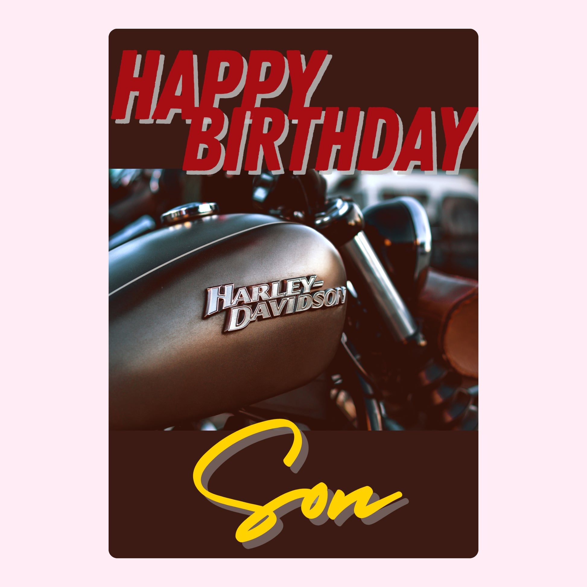 Happy Birthday Son Harley Davidson card, August 2024.