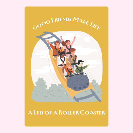Good friends on a roller coaster, August 2024 website graphic.
