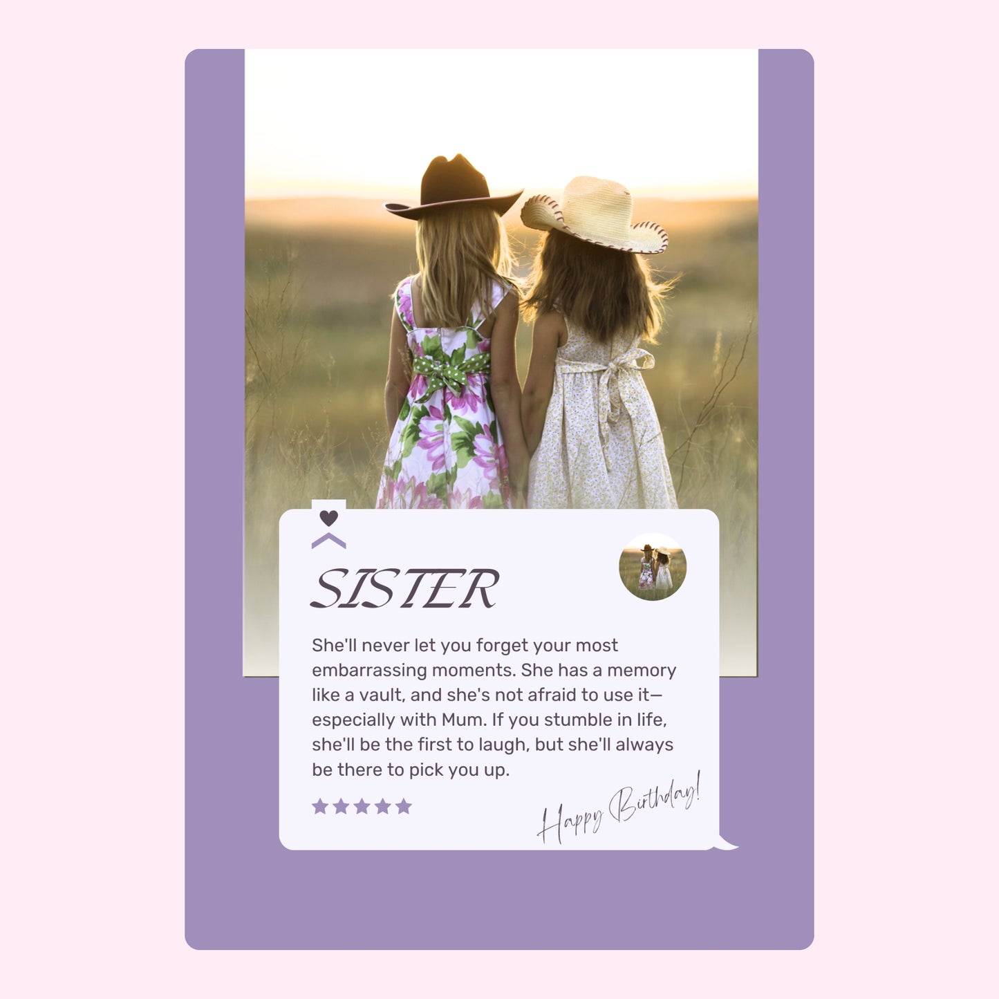 Sister birthday card with two girls, Website 2024-08-29