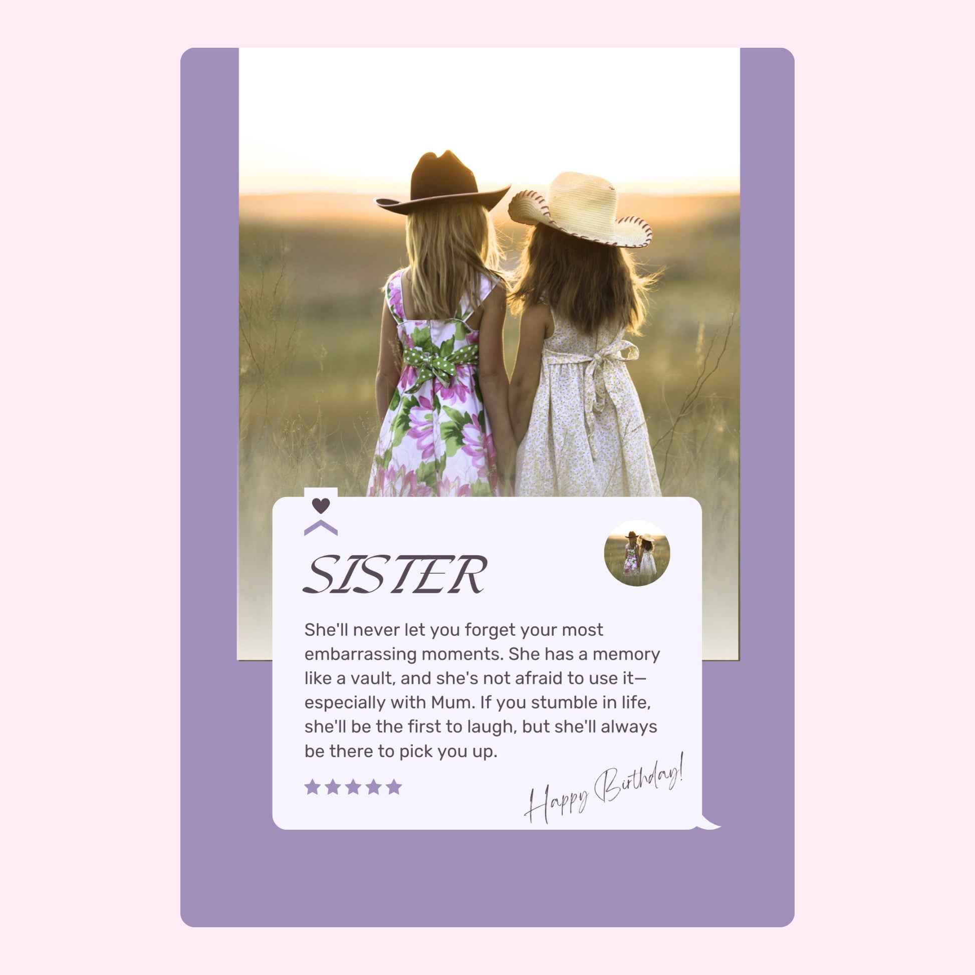 Sister birthday card with two girls, Website 2024-08-29