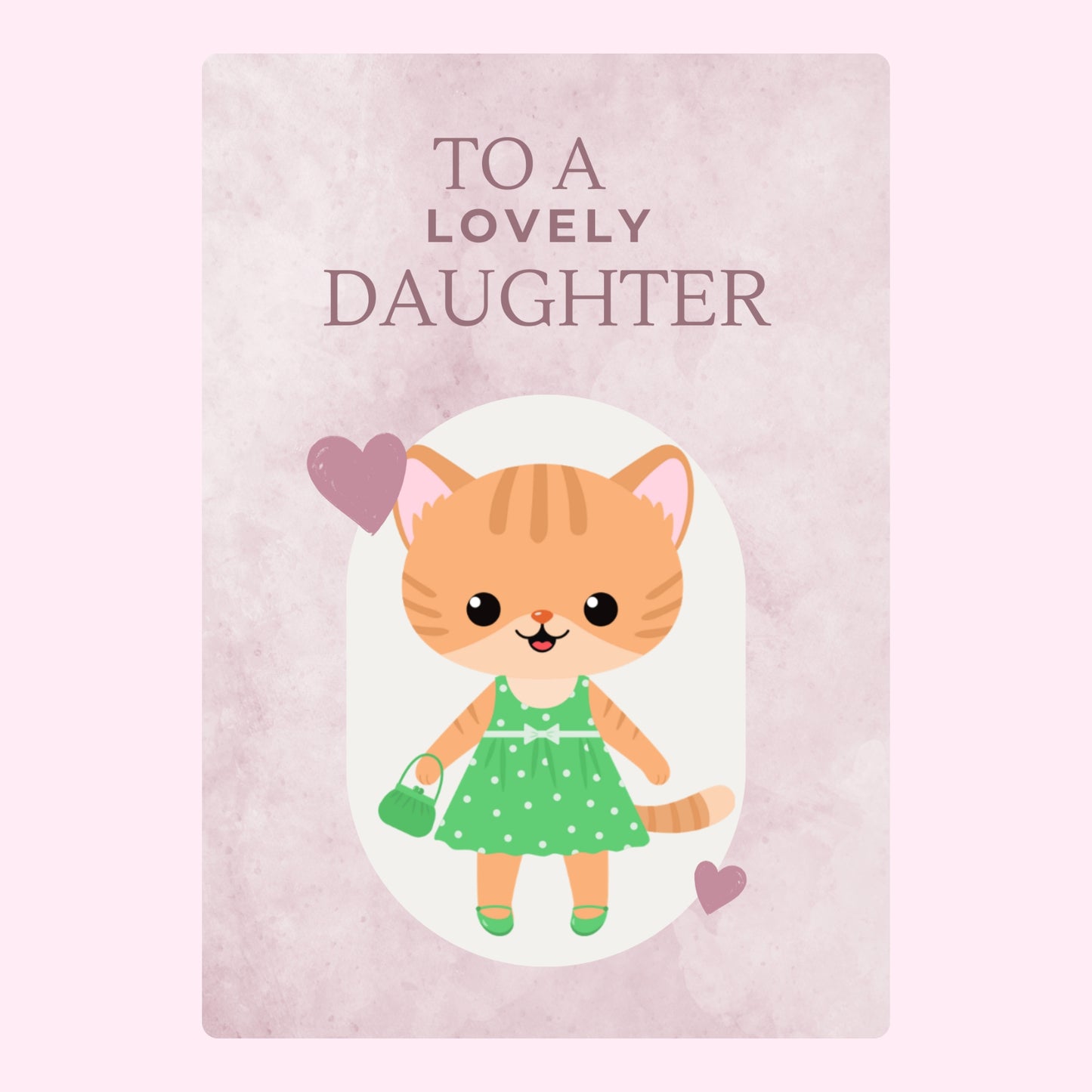Website - Lovely Daughter card with cartoon cat