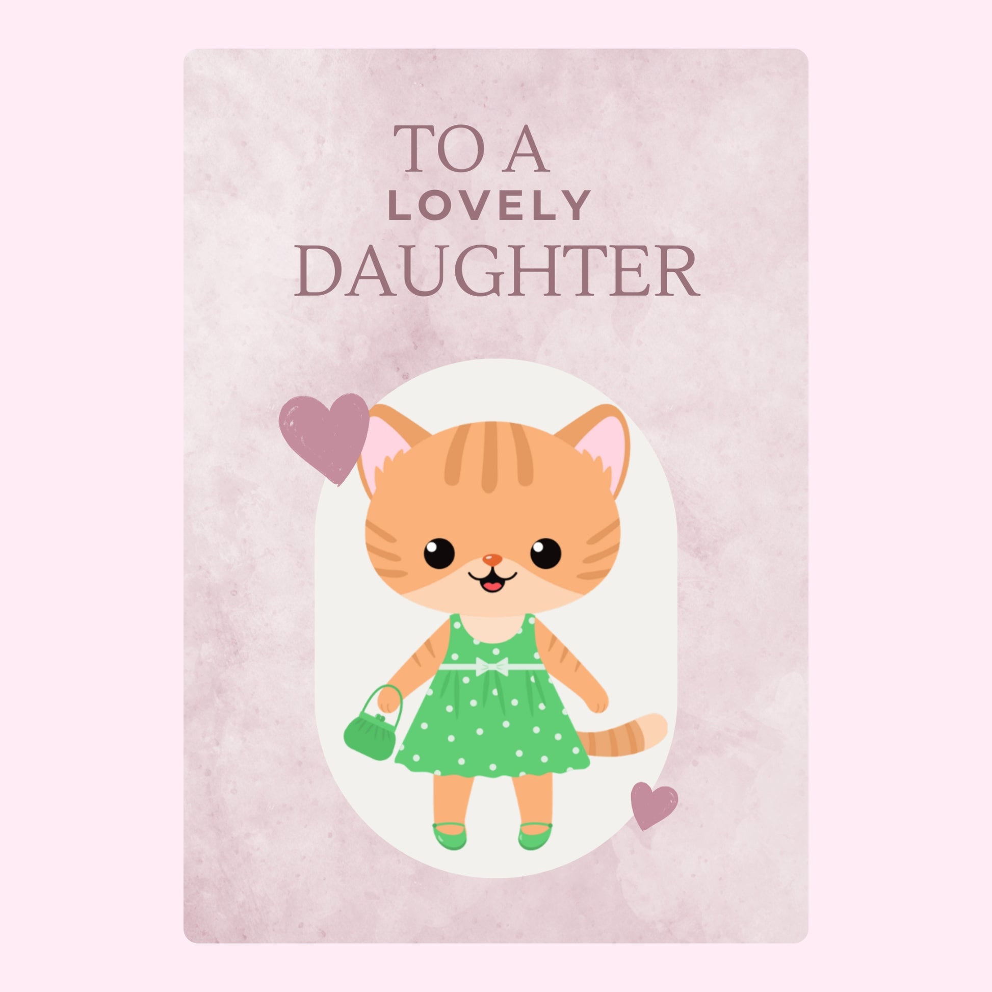 Website - Lovely Daughter card with cartoon cat