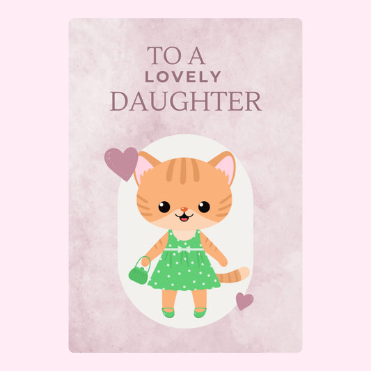 Website - Lovely Daughter card with cartoon cat