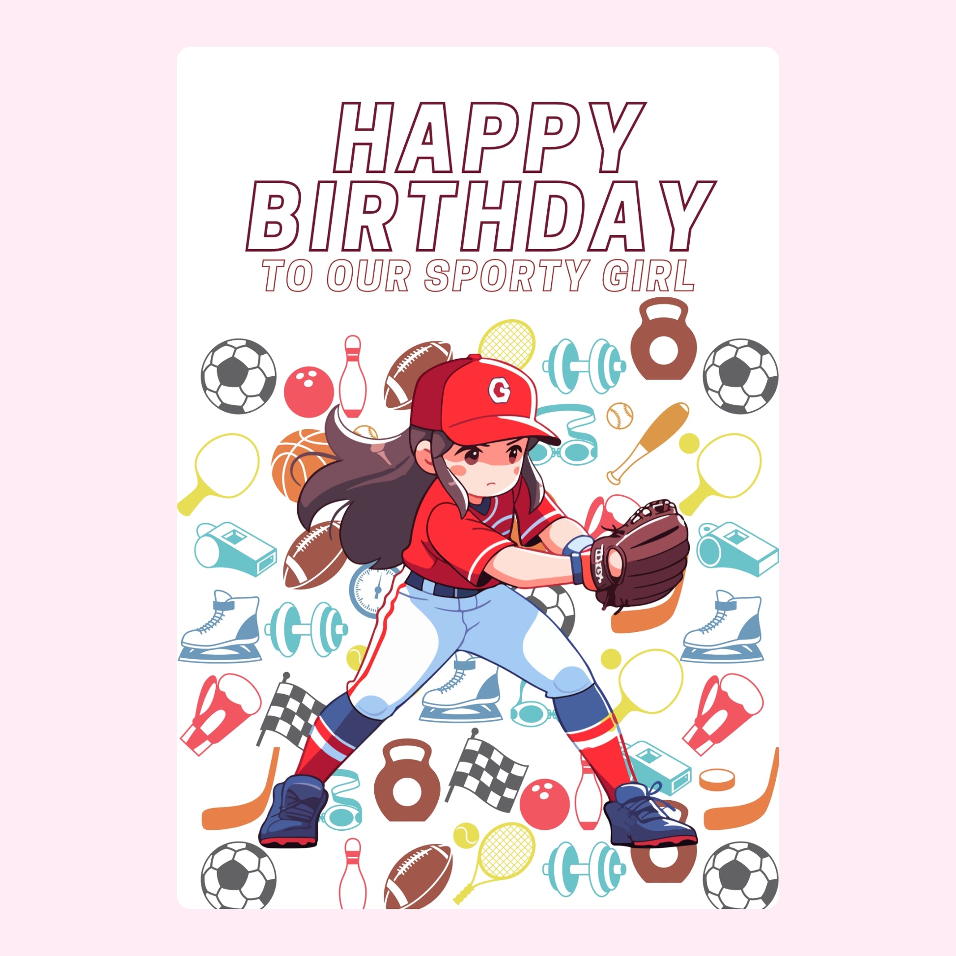 Happy Birthday Sporty Girl card - Website 2024