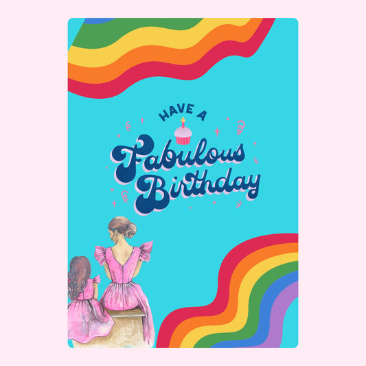 Birthday card with rainbow and message