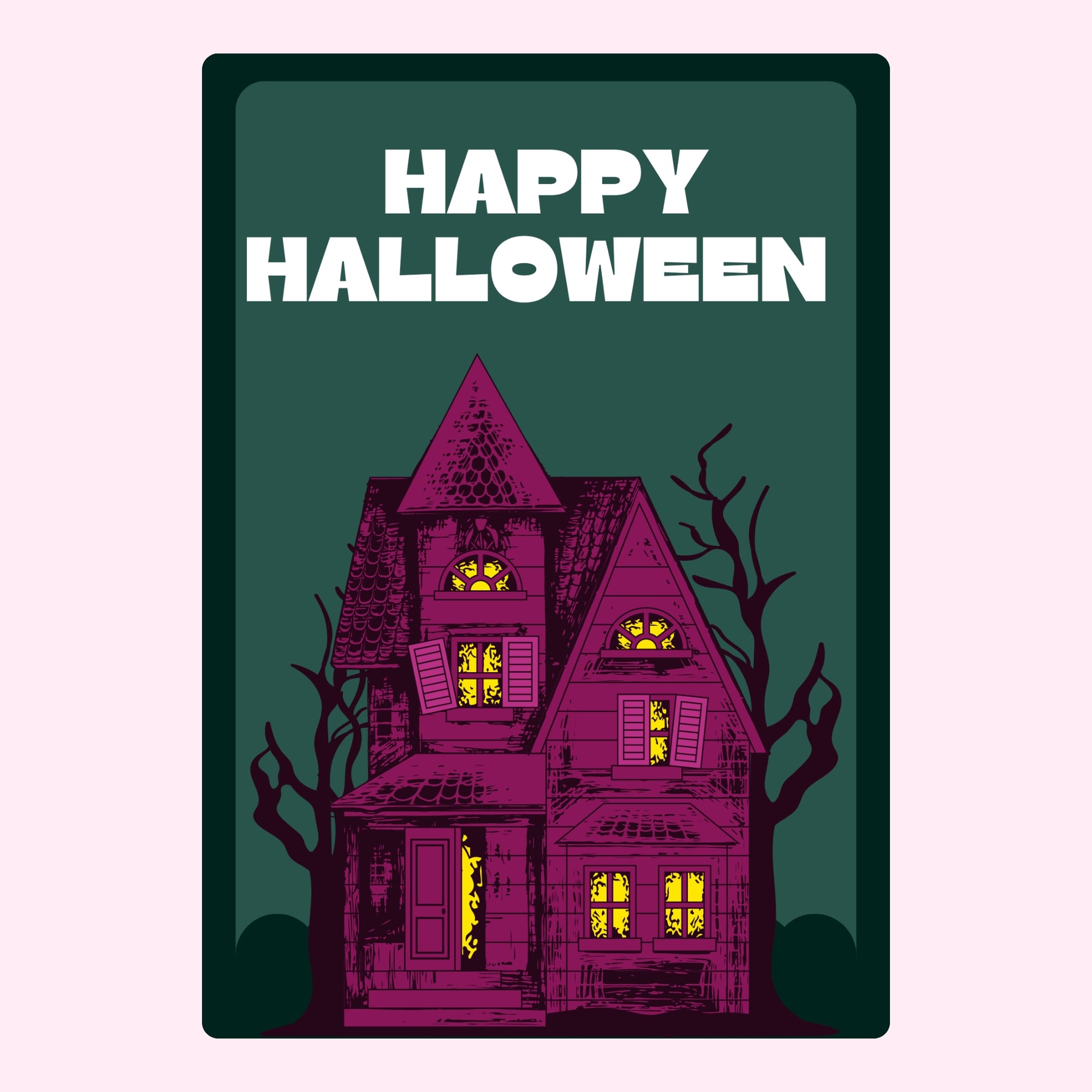 Happy Halloween haunted house graphic