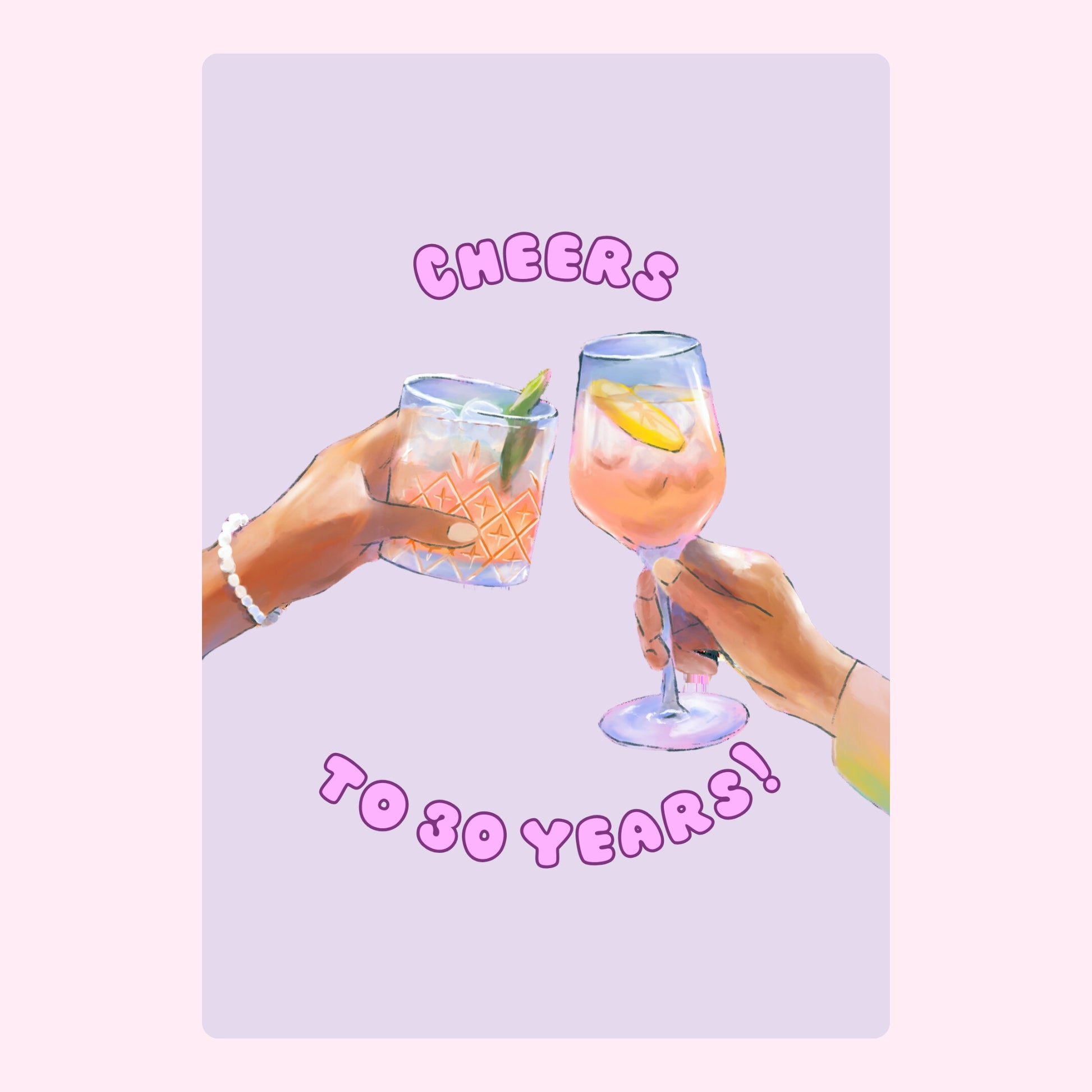 Cheers to 30 Years! cocktail illustration