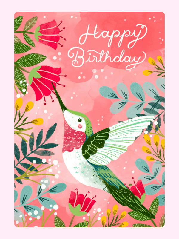 Hummingbird Birthday Cake Card