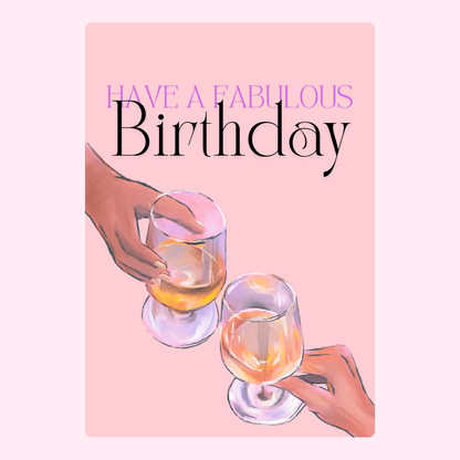 Birthday card with champagne glasses