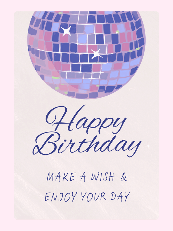Happy Birthday card with disco ball
