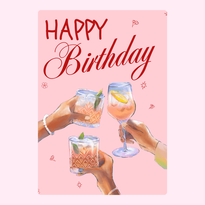 Happy Birthday card with cocktails