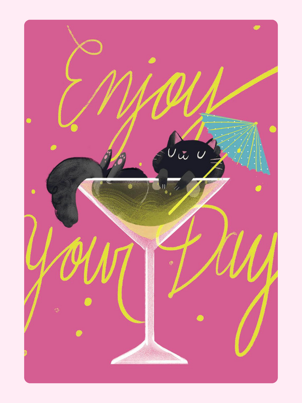 Black Cat Cocktail Cake Card