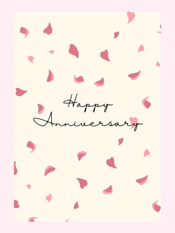 Happy Anniversary card with pink petals - Website 71