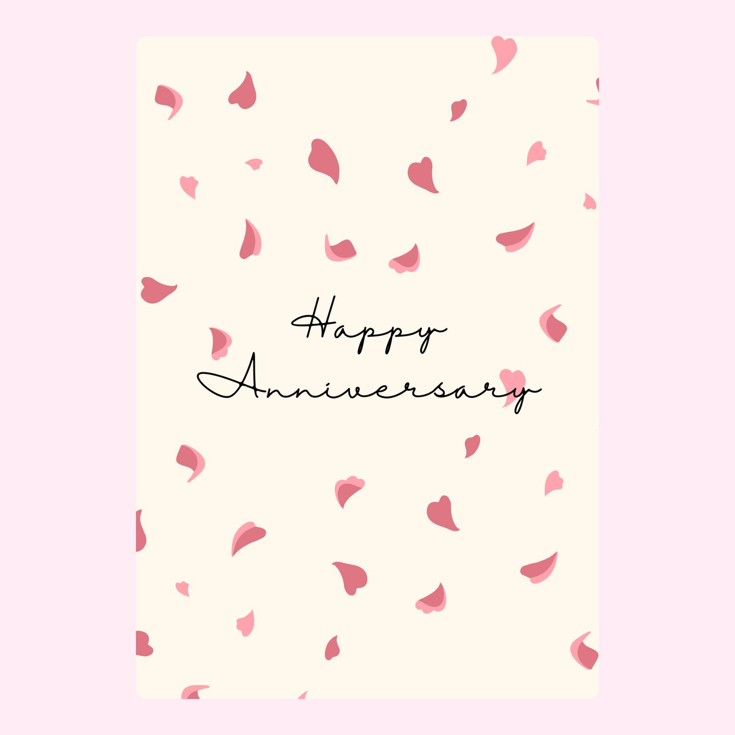 Happy Anniversary card with pink petals - Website 71