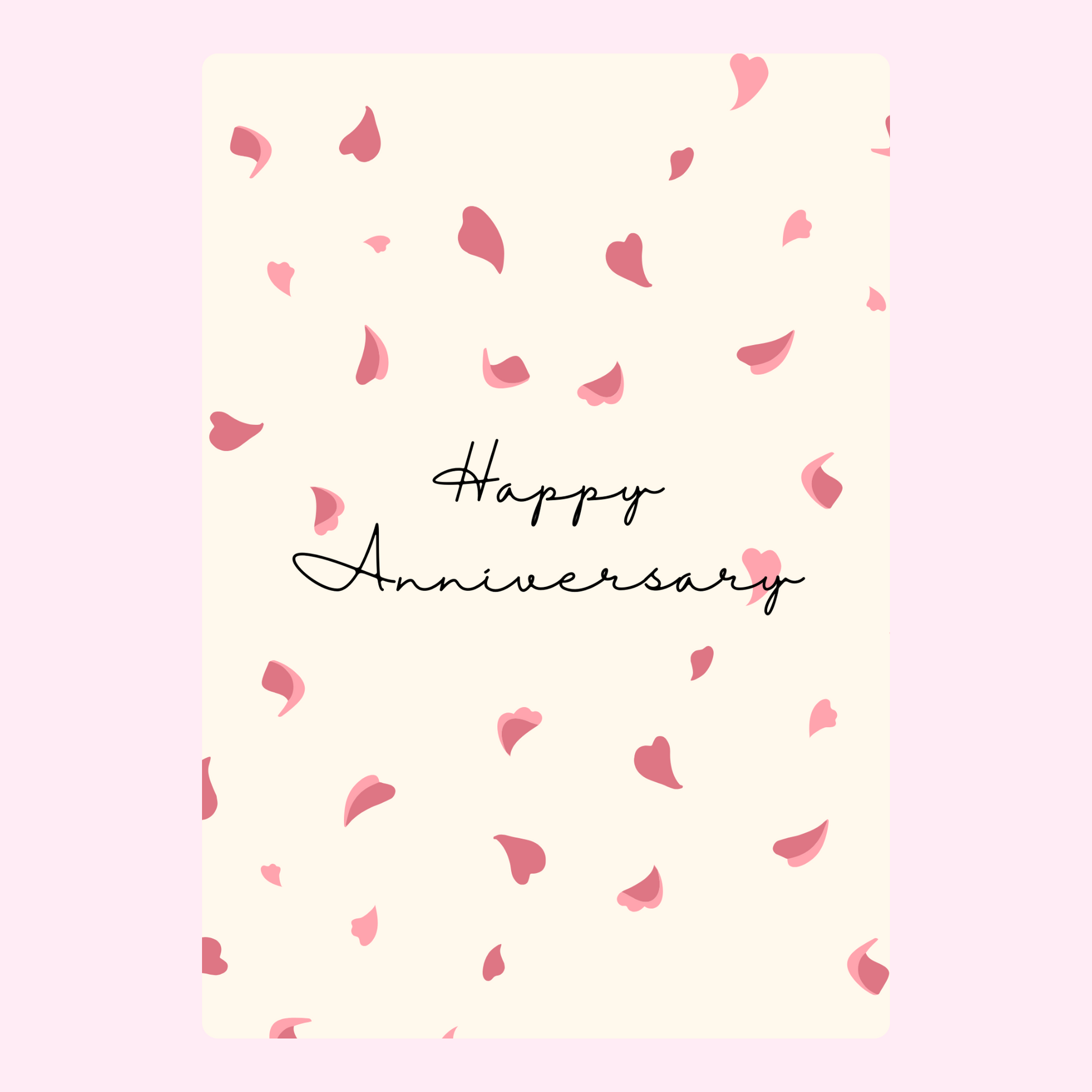 Happy Anniversary card with pink petals - Website 71