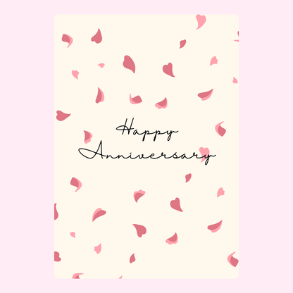 Happy Anniversary card with pink petals - Website 71