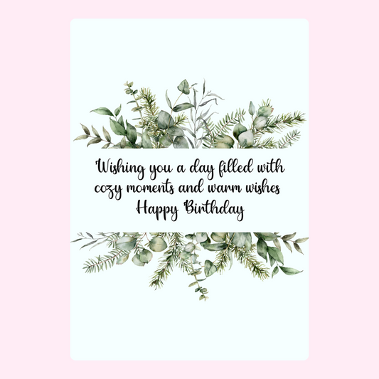 Winter birthday card with warm wishes