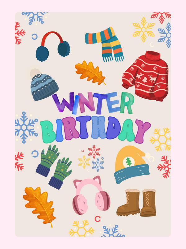 Winter Wardrobe Birthday Cake Card