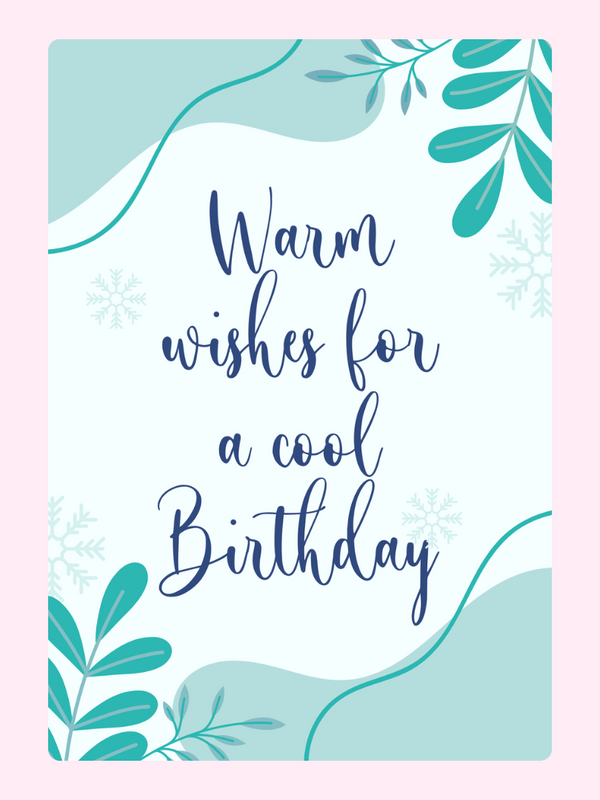 Warm Wishes Winter Birthday Cake Card