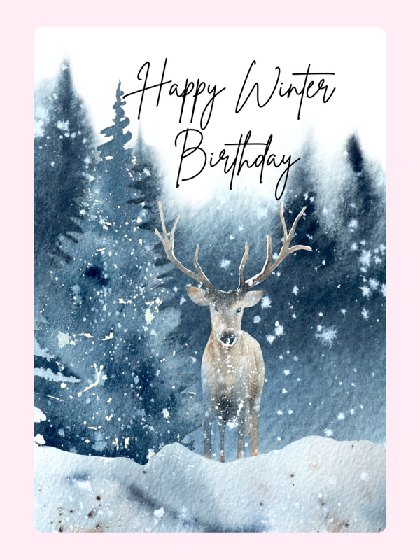 Happy Winter Birthday Cake Card