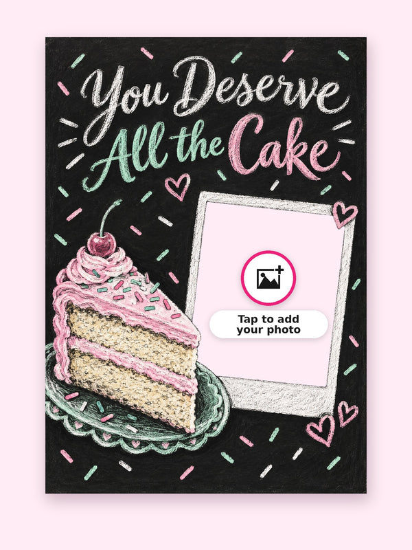 All The Cake Birthday Cake Card with a space for your own photo