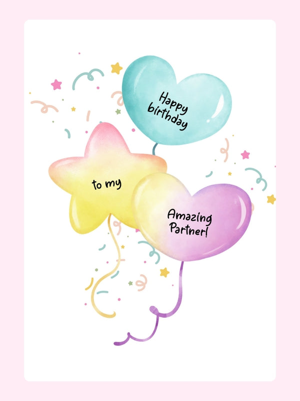 Amazing Partner Birthday Balloon Cake Card