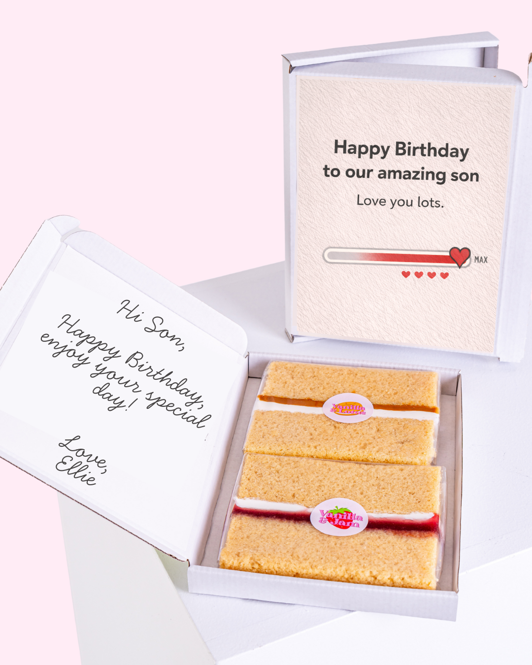 amazing son birthday cake card with letterbox cake gift
