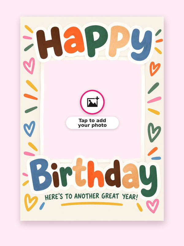 Another Great Year Birthday Cake Card with a space for your own photo