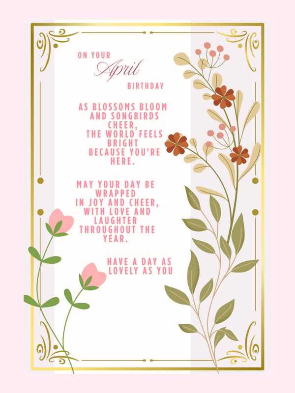 April Blossoms Birthday Cake Card