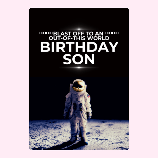 birthday son card with astronaut and space theme