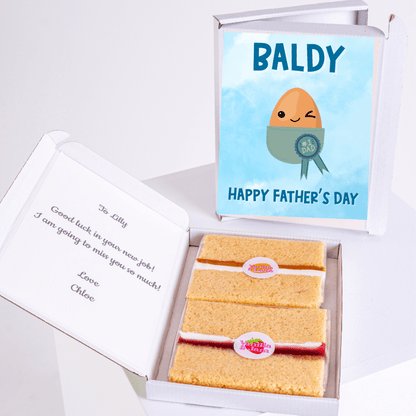 Father's Day gift box with funny baldy egg card