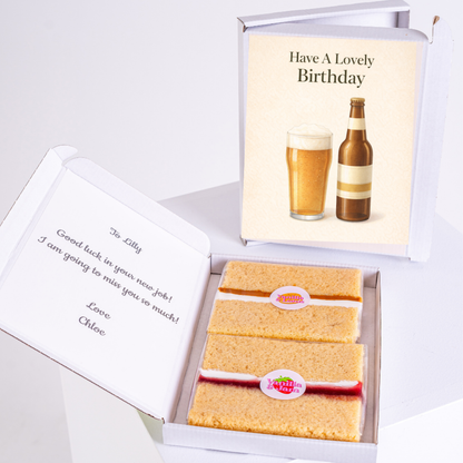 Beer birthday card with cake slices gift box