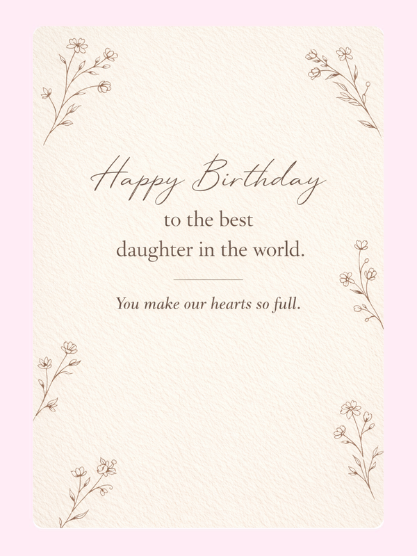 happy birthday to the best daughter card with floral design