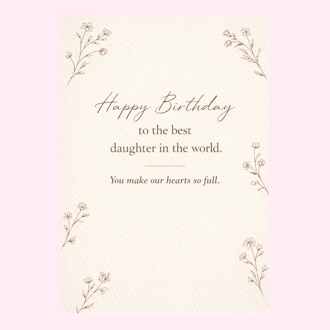 happy birthday to the best daughter card with floral design