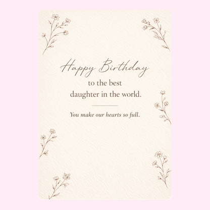 happy birthday to the best daughter card with floral design
