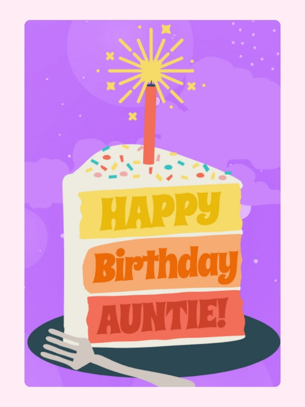 Happy Birthday Auntie cake illustration design