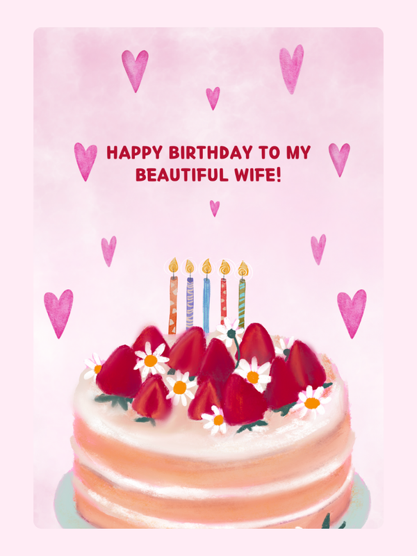 Happy Birthday Beautiful Wife Cake Card