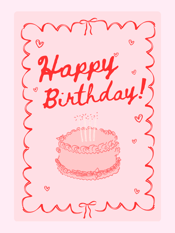 sketch style birthday cake card design
