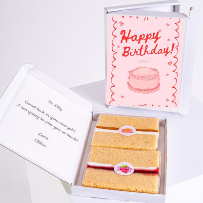 gift box letterbox cake with sketch birthday cake card