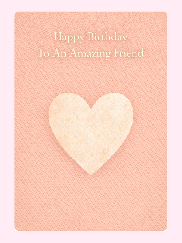 Happy birthday friend card with heart design