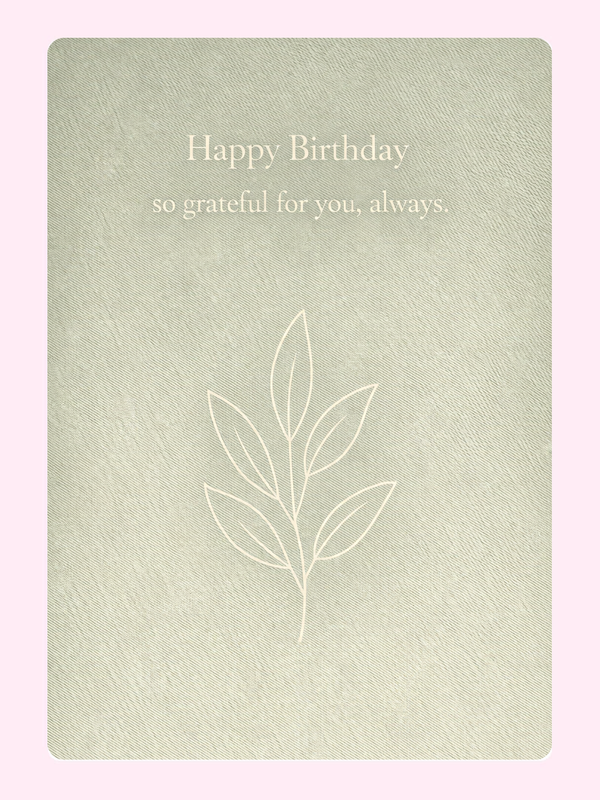 Happy birthday friend card with leaf design