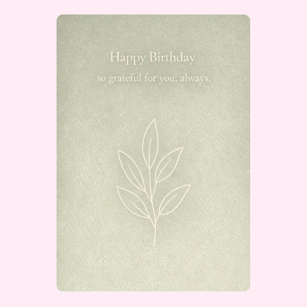 Happy birthday friend card with leaf design