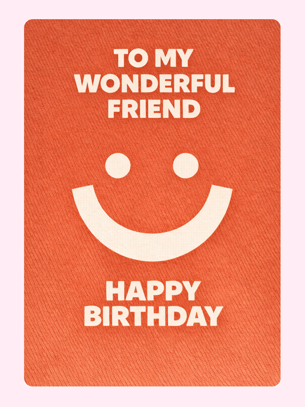 Happy birthday friend card with smiley face design