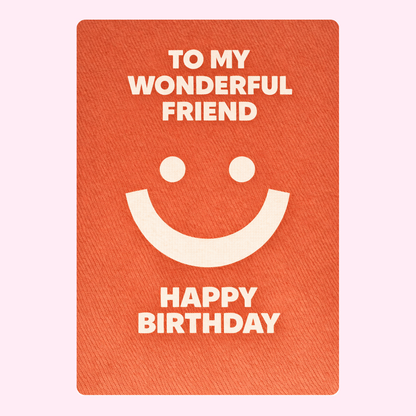 Happy birthday friend card with smiley face design