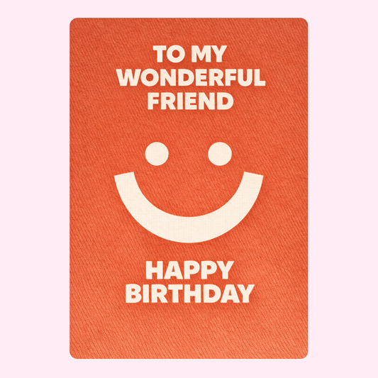 Happy birthday friend card with smiley face design