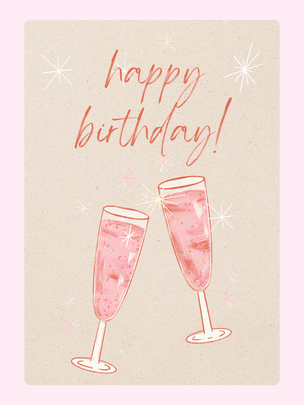 champagne glasses happy birthday card design