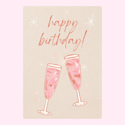 champagne glasses happy birthday card design