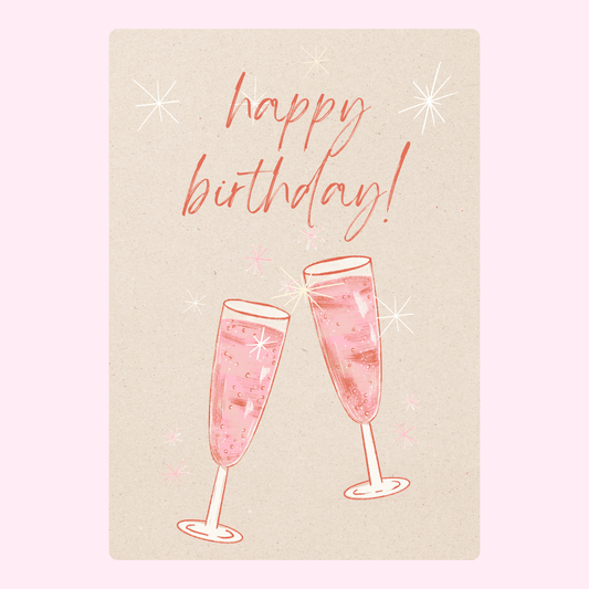 champagne glasses happy birthday card design