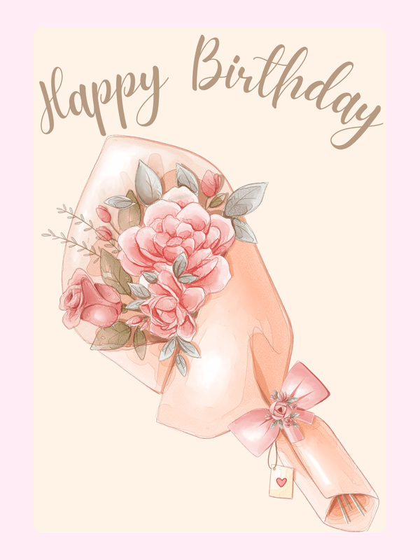 floral bouquet happy birthday card design