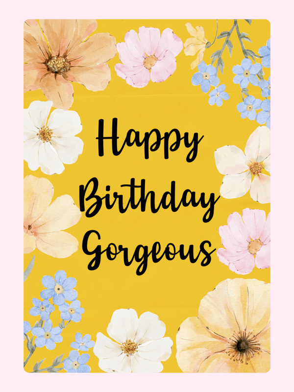 yellow floral happy birthday gorgeous card